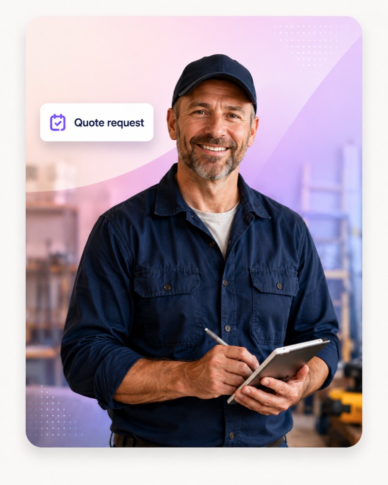 Tradesperson reviewing a quote request on site